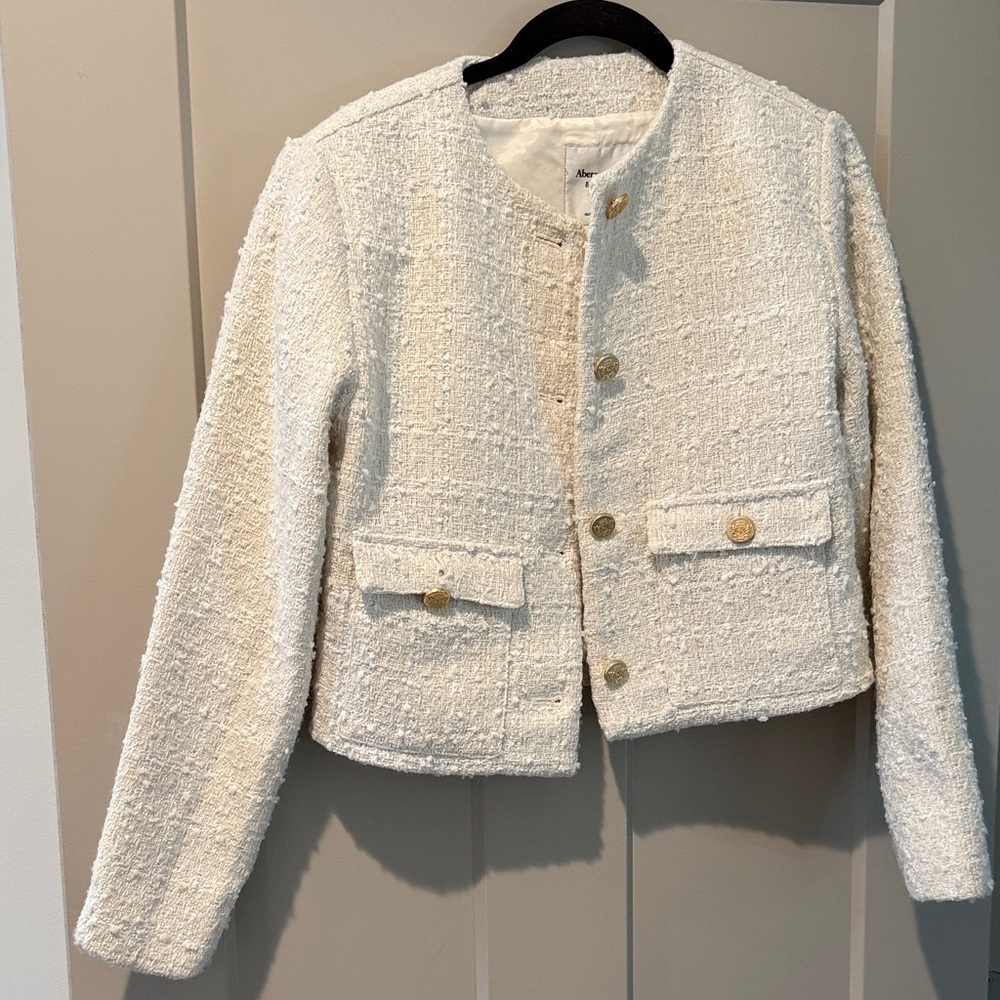 Abercrombie & Fitch Cream Tweed Blazer